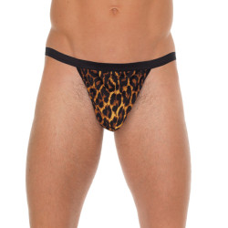 Mens Black G-String With Leopard Pr