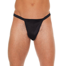 Mens Black Straight G-String With B