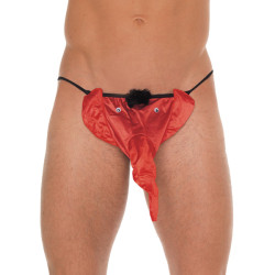 Mens Black G-String With Red Elepha