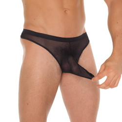 Mens Black G-String With Penis Slee
