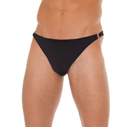 Mens Black G-String With Metal Hoop