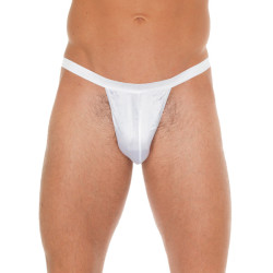 Mens White G-String With Small Whit