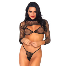 Leg Avenue Net Top Thong And Bra UK