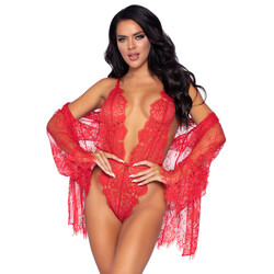 Leg Avenue Floral Lace Teddy and Ro