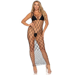 Leg Avenue Hexi Net Maxi Dress Blac
