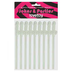Lovetoy Pack Of 9 Willy Straws Glow