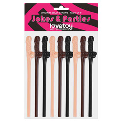 Lovetoy Pack Of 9 Willy Straws Blac