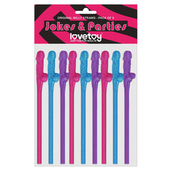 Lovetoy Pack Of 9 Willy Straws Blue