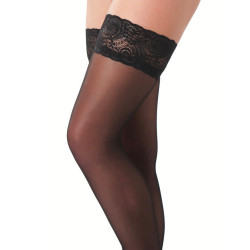 Black Hold-Up Stockings With Floral