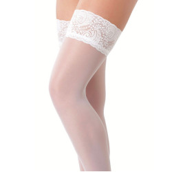 White Hold-Up Stockings With Floral