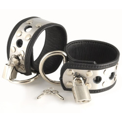 Leather Wrist Cuffs With Metal And 